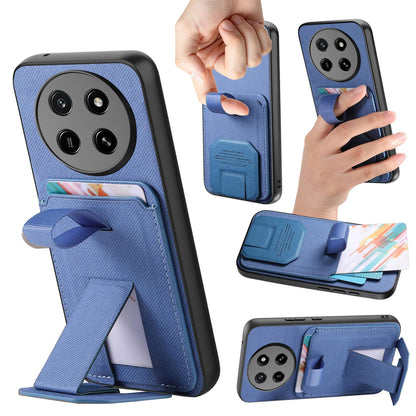 For Honor X80 Pro Max 5G Twill Fabric Card Bag Fold Holder Phone Case(Blue)