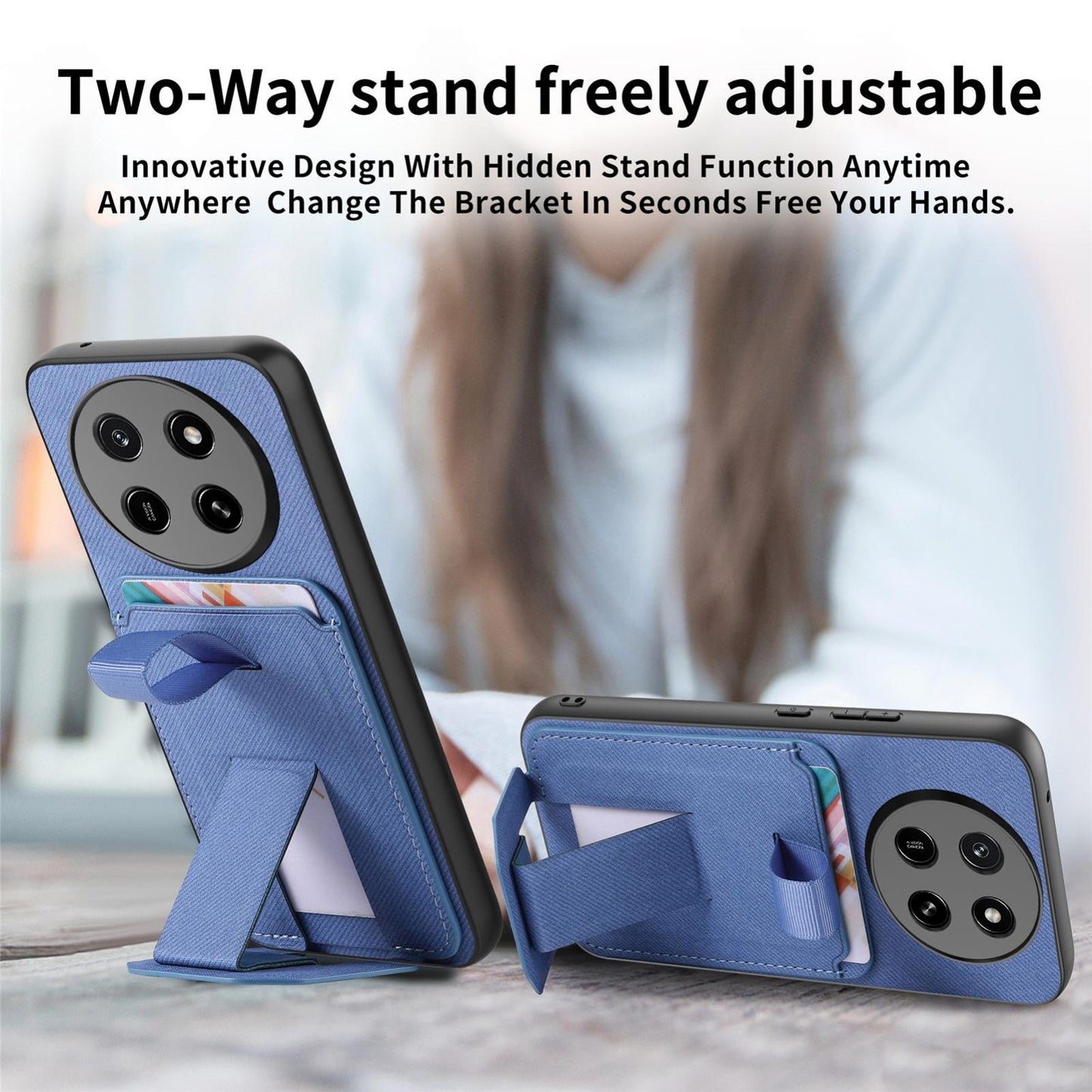 For Honor X80 Pro Max 5G Twill Fabric Card Bag Fold Holder Phone Case(Blue)