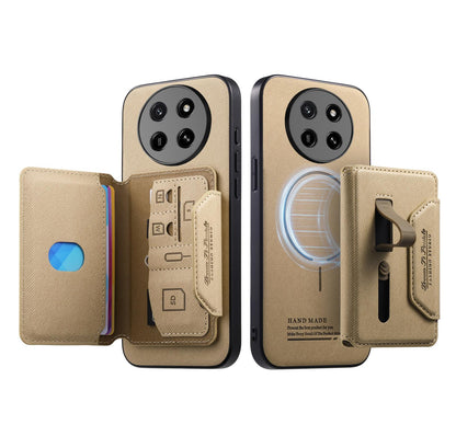 For Honor X80 Pro Max 5G Twill Fabric Travel Storage Magnetic Card Bag Back Phone Case(Khaki)