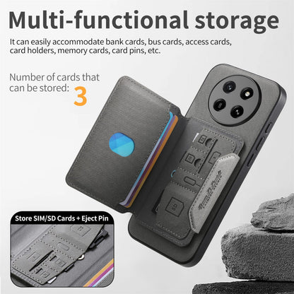 For Honor X80 Pro Max 5G Twill Fabric Travel Storage Magnetic Card Bag Back Phone Case(Gray)