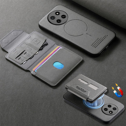 For Honor X80 Pro Max 5G Twill Fabric Travel Storage Magnetic Card Bag Back Phone Case(Gray)