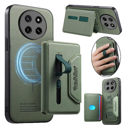For Honor X80 Pro Max 5G Twill Fabric Travel Storage Magnetic Card Bag Back Phone Case(Green)