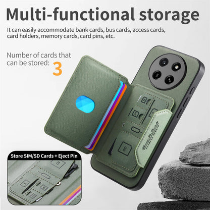 For Honor X80 Pro Max 5G Twill Fabric Travel Storage Magnetic Card Bag Back Phone Case(Green)