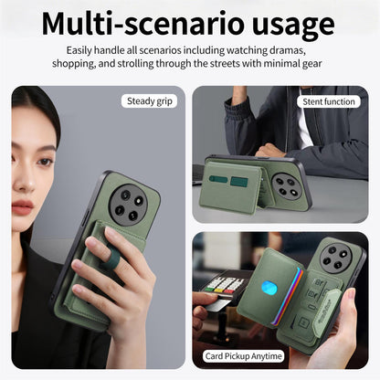 For Honor X80 Pro Max 5G Twill Fabric Travel Storage Magnetic Card Bag Back Phone Case(Green)