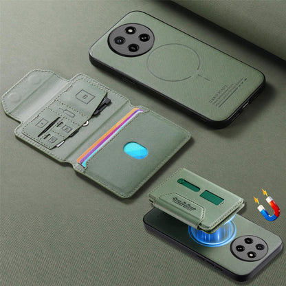 For Honor X80 Pro Max 5G Twill Fabric Travel Storage Magnetic Card Bag Back Phone Case(Green)