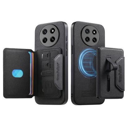 For Honor X80 Pro Max 5G Twill Fabric Travel Storage Magnetic Card Bag Back Phone Case(Black)