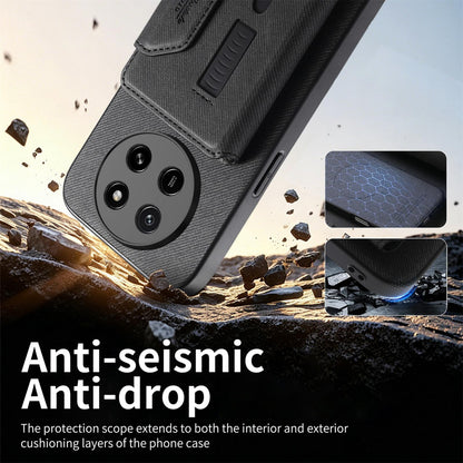 For Honor X80 Pro Max 5G Twill Fabric Travel Storage Magnetic Card Bag Back Phone Case(Black)