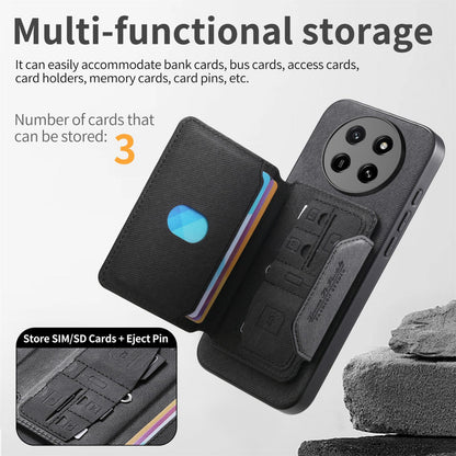 For Honor X80 Pro Max 5G Twill Fabric Travel Storage Magnetic Card Bag Back Phone Case(Black)