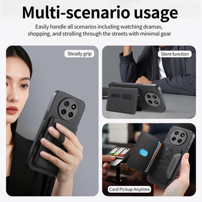 For Honor X80 Pro Max 5G Twill Fabric Travel Storage Magnetic Card Bag Back Phone Case(Black)