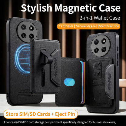 For Honor X80 Pro Max 5G Twill Fabric Travel Storage Magnetic Card Bag Back Phone Case(Black)