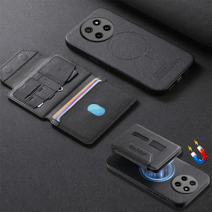 For Honor X80 Pro Max 5G Twill Fabric Travel Storage Magnetic Card Bag Back Phone Case(Black)