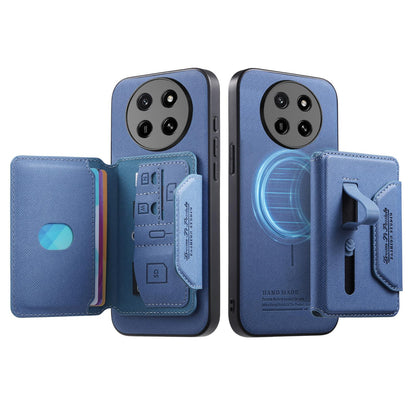 For Honor X80 Pro Max 5G Twill Fabric Travel Storage Magnetic Card Bag Back Phone Case(Blue)