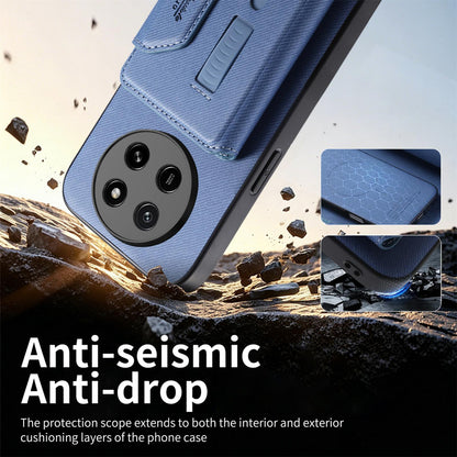 For Honor X80 Pro Max 5G Twill Fabric Travel Storage Magnetic Card Bag Back Phone Case(Blue)