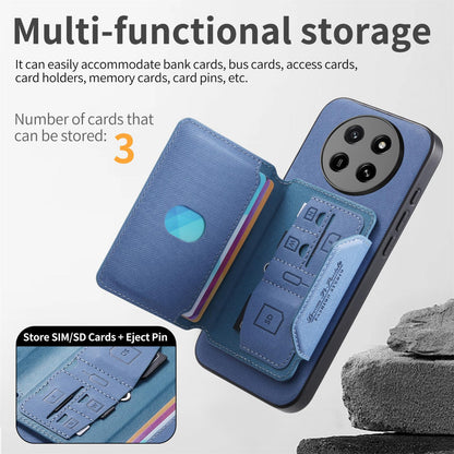 For Honor X80 Pro Max 5G Twill Fabric Travel Storage Magnetic Card Bag Back Phone Case(Blue)