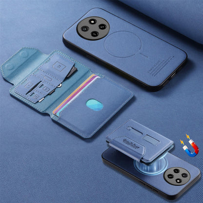For Honor X80 Pro Max 5G Twill Fabric Travel Storage Magnetic Card Bag Back Phone Case(Blue)