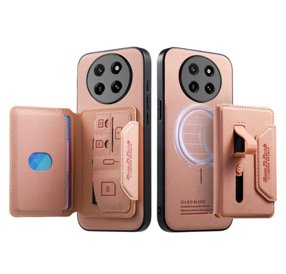 For Honor X80 Pro Max 5G Twill Fabric Travel Storage Magnetic Card Bag Back Phone Case(Pink)