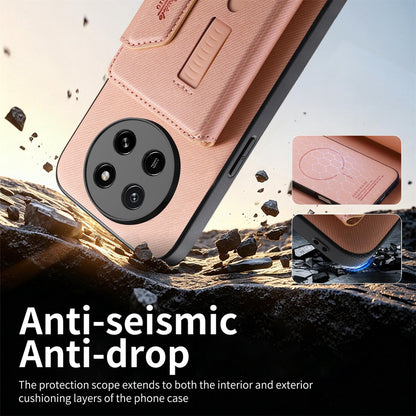 For Honor X80 Pro Max 5G Twill Fabric Travel Storage Magnetic Card Bag Back Phone Case(Pink)