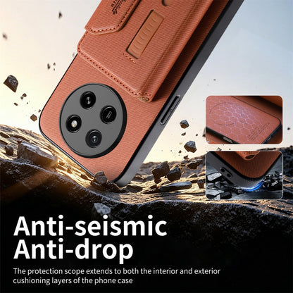 For Honor X80 Pro Max 5G Twill Fabric Travel Storage Magnetic Card Bag Back Phone Case(Brown)