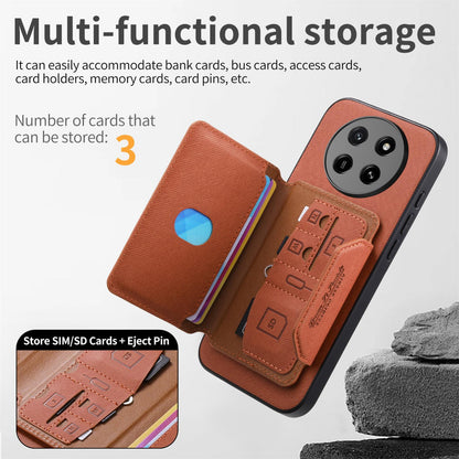 For Honor X80 Pro Max 5G Twill Fabric Travel Storage Magnetic Card Bag Back Phone Case(Brown)