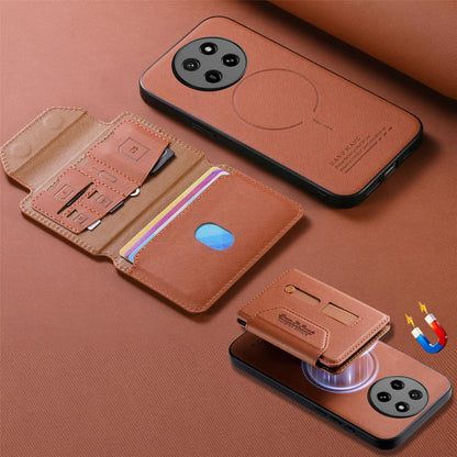 For Honor X80 Pro Max 5G Twill Fabric Travel Storage Magnetic Card Bag Back Phone Case(Brown)