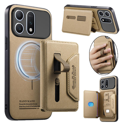 For Honor Win Turbo 5G Twill Fabric Travel Storage Magnetic Card Bag Back Phone Case(Khaki)