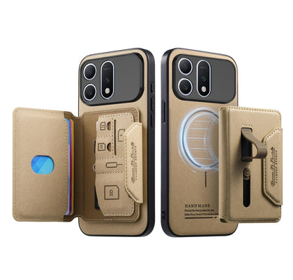 For Honor Win Turbo 5G Twill Fabric Travel Storage Magnetic Card Bag Back Phone Case(Khaki)