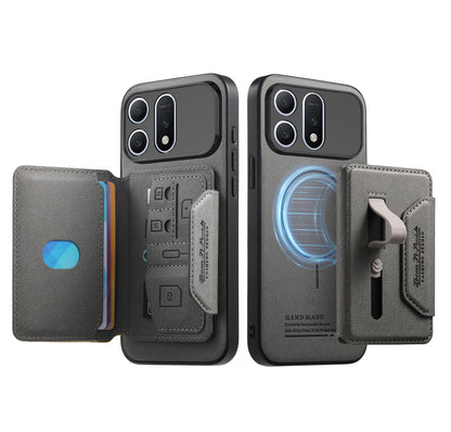 For Honor Win Turbo 5G Twill Fabric Travel Storage Magnetic Card Bag Back Phone Case(Gray)