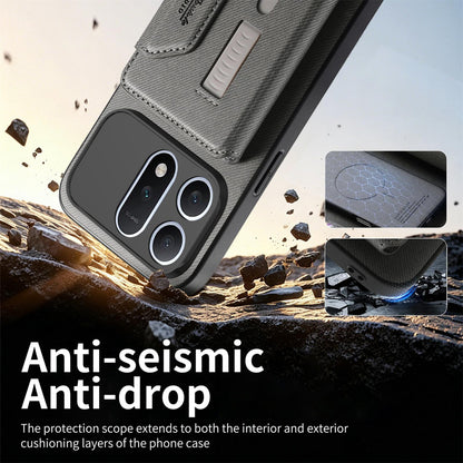 For Honor Win Turbo 5G Twill Fabric Travel Storage Magnetic Card Bag Back Phone Case(Gray)