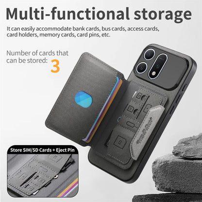 For Honor Win Turbo 5G Twill Fabric Travel Storage Magnetic Card Bag Back Phone Case(Gray)