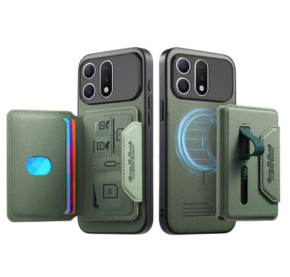 For Honor Win Turbo 5G Twill Fabric Travel Storage Magnetic Card Bag Back Phone Case(Green)