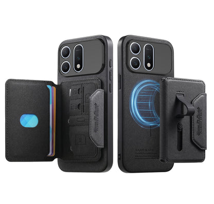 For Honor Win Turbo 5G Twill Fabric Travel Storage Magnetic Card Bag Back Phone Case(Black)