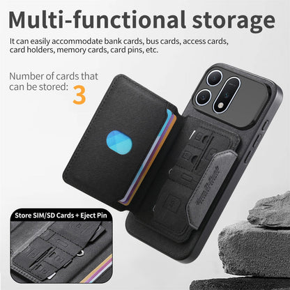 For Honor Win Turbo 5G Twill Fabric Travel Storage Magnetic Card Bag Back Phone Case(Black)
