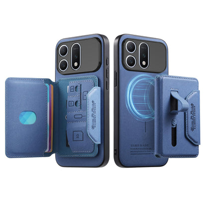 For Honor Win Turbo 5G Twill Fabric Travel Storage Magnetic Card Bag Back Phone Case(Blue)