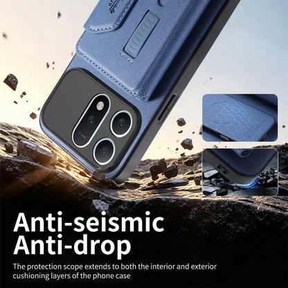 For Honor Win Turbo 5G Twill Fabric Travel Storage Magnetic Card Bag Back Phone Case(Blue)