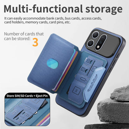 For Honor Win Turbo 5G Twill Fabric Travel Storage Magnetic Card Bag Back Phone Case(Blue)