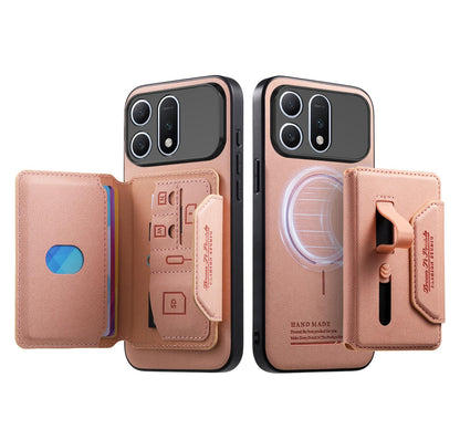 For Honor Win Turbo 5G Twill Fabric Travel Storage Magnetic Card Bag Back Phone Case(Pink)