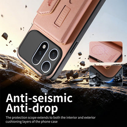 For Honor Win Turbo 5G Twill Fabric Travel Storage Magnetic Card Bag Back Phone Case(Pink)