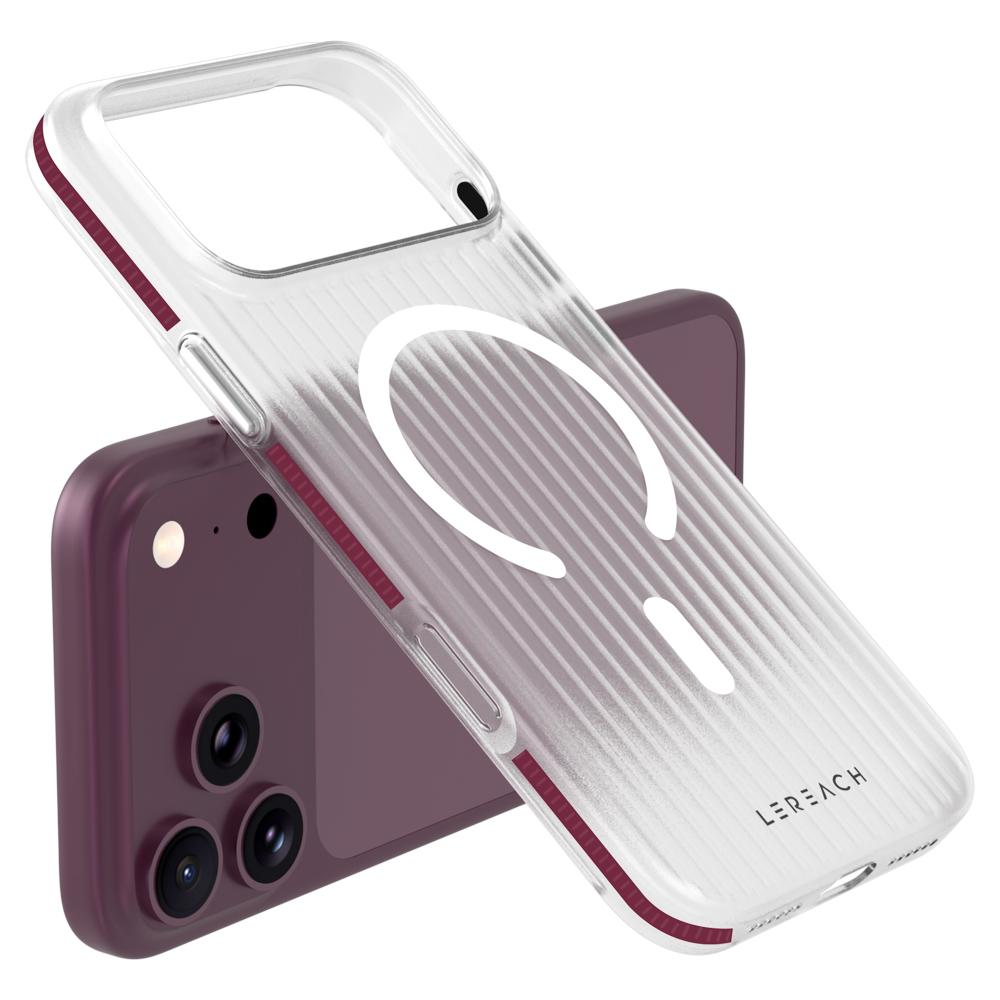 For iPhone 18 Pro LeReach TOC Icicle Series Ice Mist Double-Sided Non-Slip Magnetic Phone Case(Cherry Red)