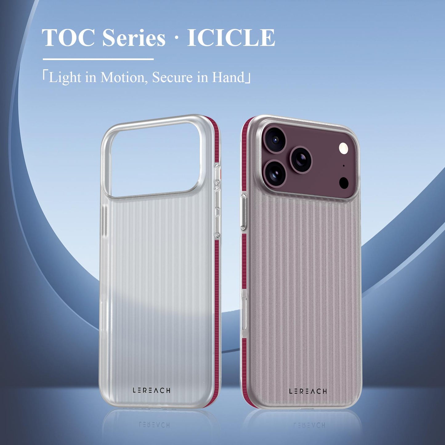 For iPhone 18 Pro Max LeReach TOC Icicle Series Ice Mist Double-Sided Non-Slip Phone Case(Cherry Red)