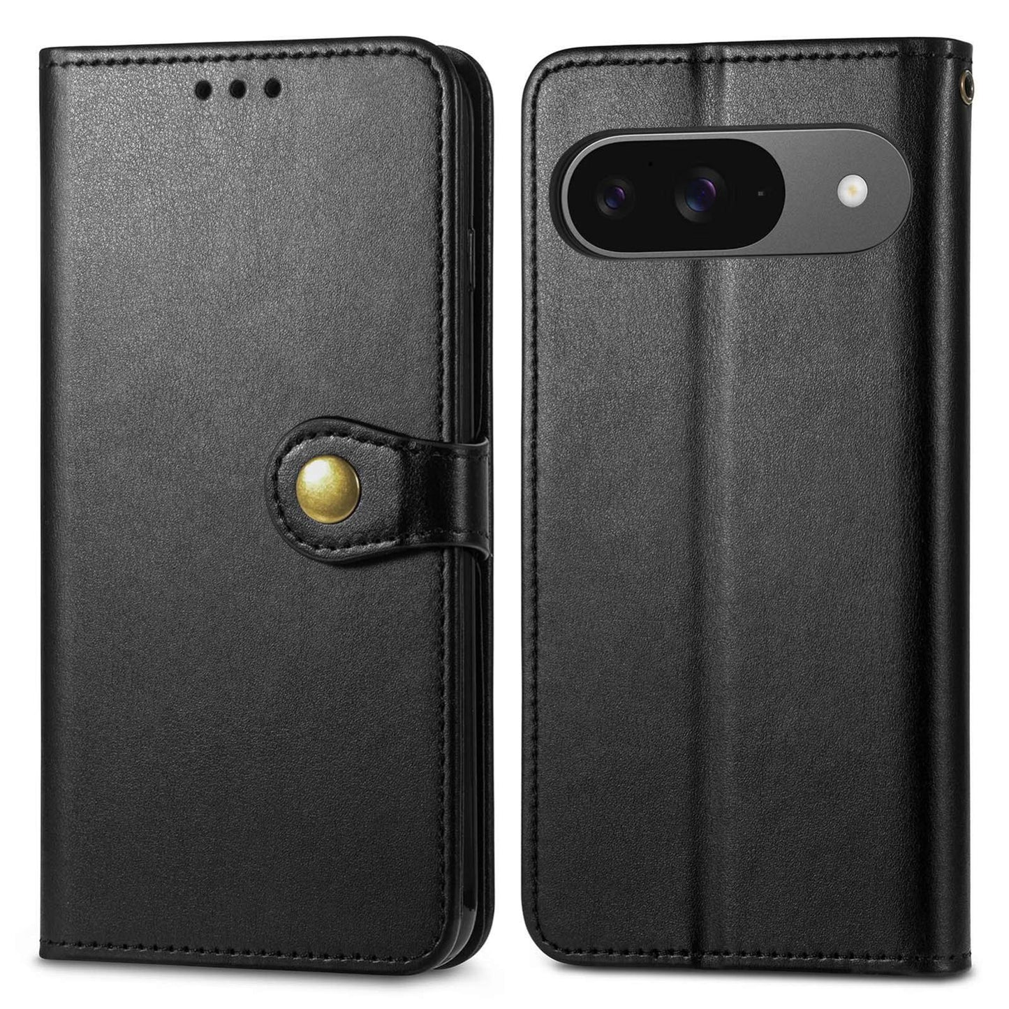 For Google Pixel 11 Pro XL Retro Solid Color Buckle Leather Phone Case(Black)
