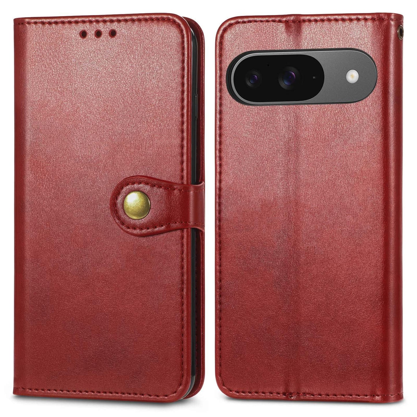 For Google Pixel 11 Pro XL Retro Solid Color Buckle Leather Phone Case(Red)