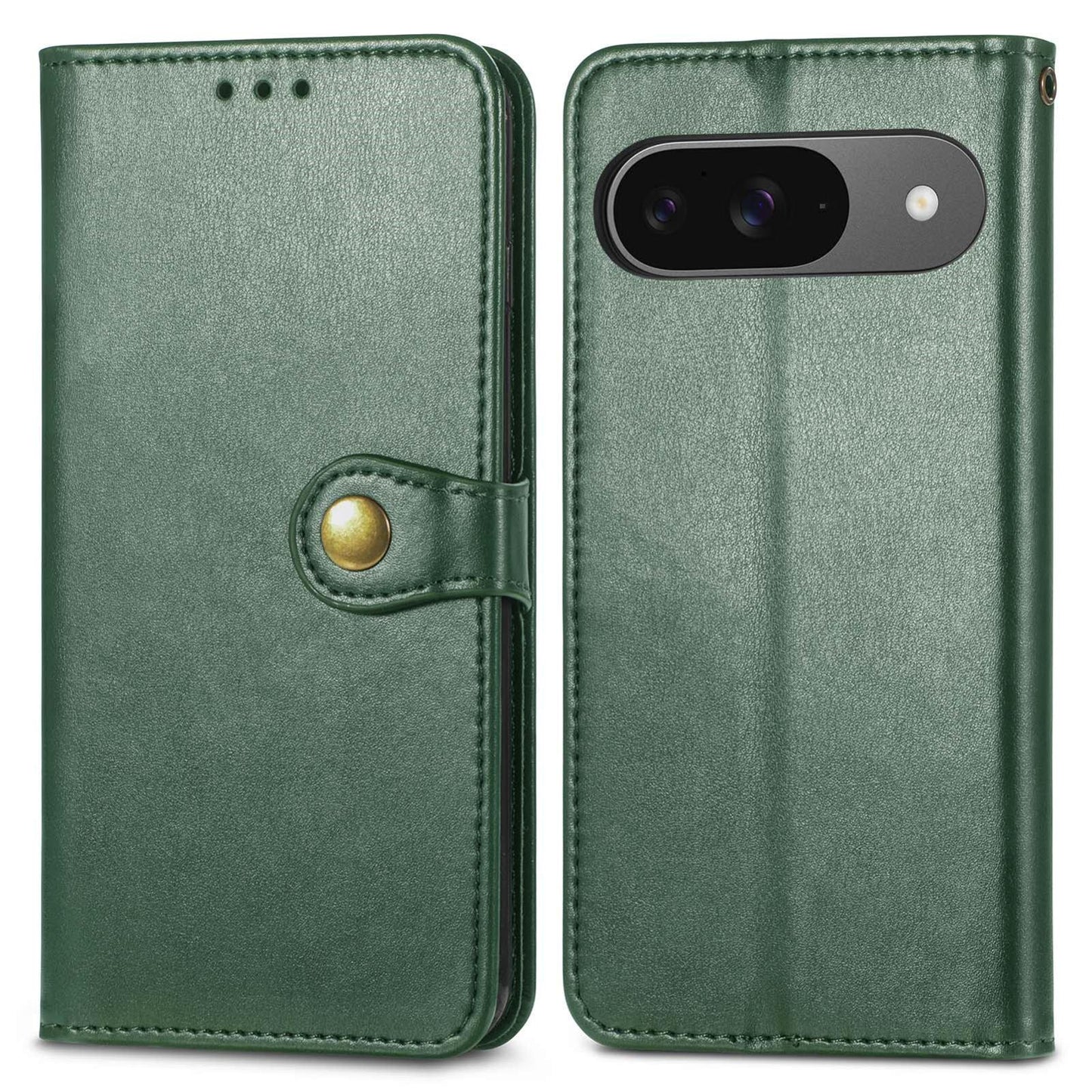 For Google Pixel 11 Pro XL Retro Solid Color Buckle Leather Phone Case(Green)