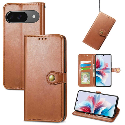 For Google Pixel 11 Pro XL Retro Solid Color Buckle Leather Phone Case(Brow)