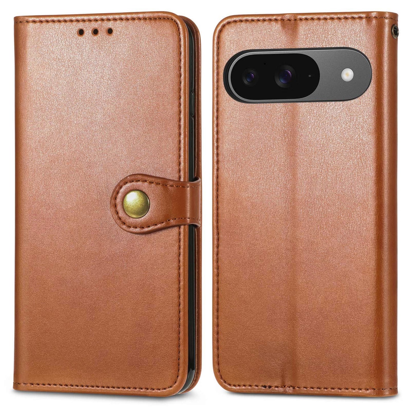 For Google Pixel 11 Pro XL Retro Solid Color Buckle Leather Phone Case(Brow)