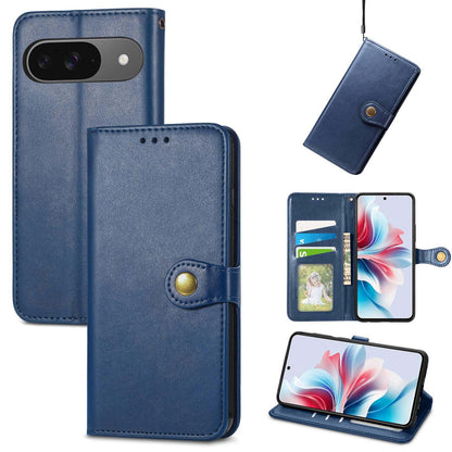 For Google Pixel 11 Pro XL Retro Solid Color Buckle Leather Phone Case(Blue)