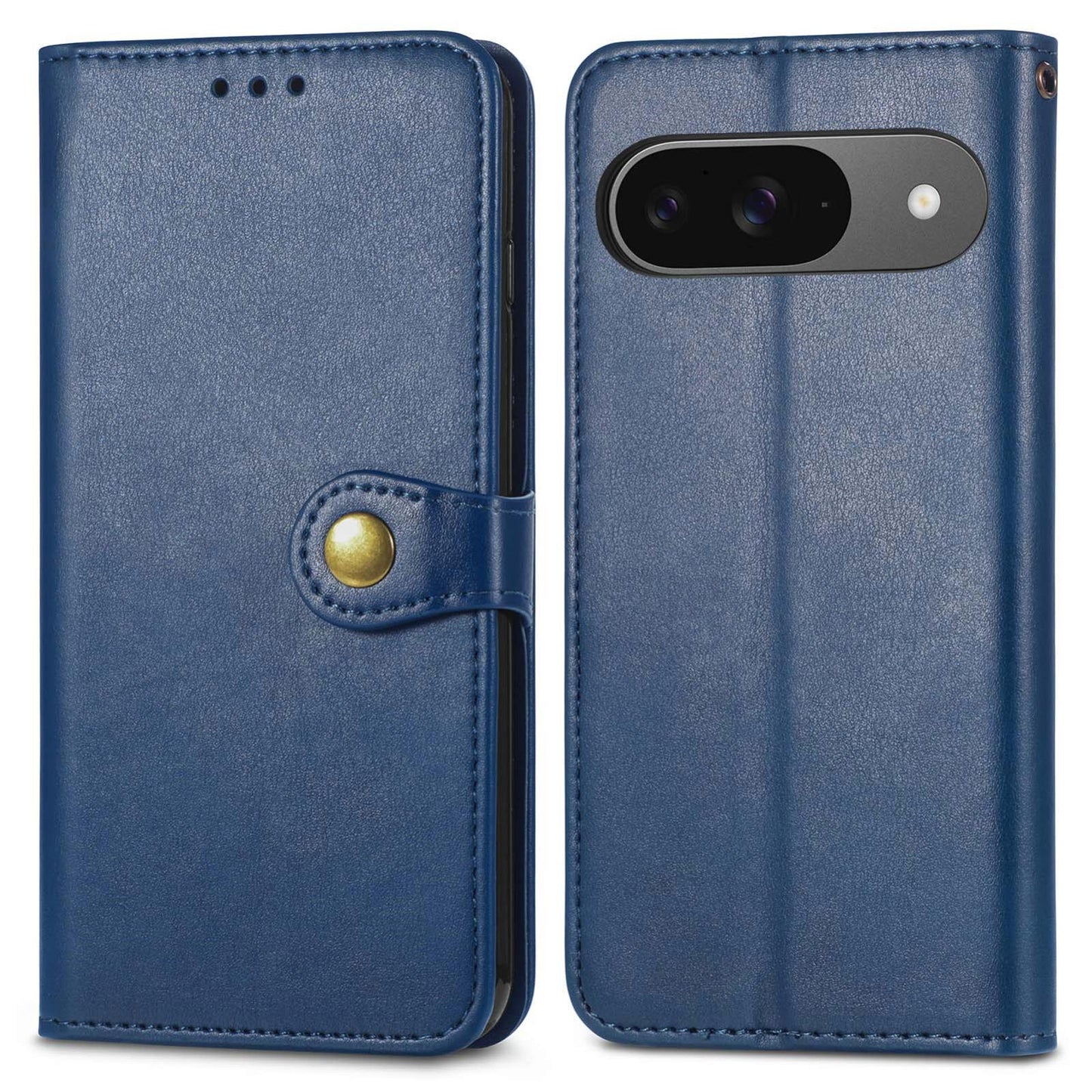 For Google Pixel 11 Pro XL Retro Solid Color Buckle Leather Phone Case(Blue)