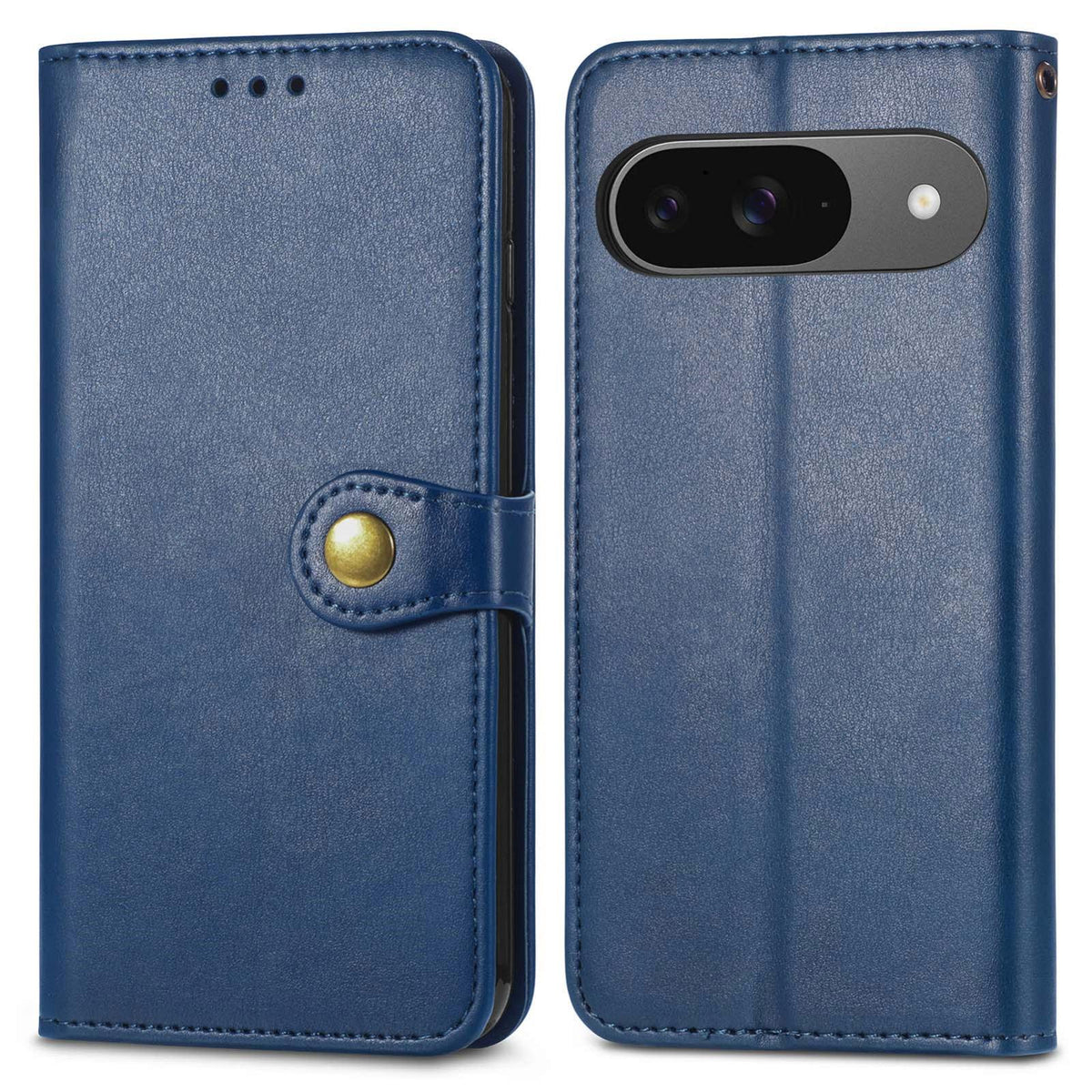 For Google Pixel 11 Pro XL Retro Solid Color Buckle Leather Phone Case - Blue - SYA003452301E