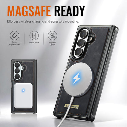 For Galaxy Z Fold8 Ultra 5G CaseMe C69 Series Magnetic Vegan Leather Back Phone Case - Black - SYA003453902A