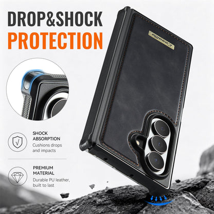For Galaxy Z Fold8 Ultra 5G CaseMe C69 Series Magnetic Vegan Leather Back Phone Case - Black - SYA003453902A