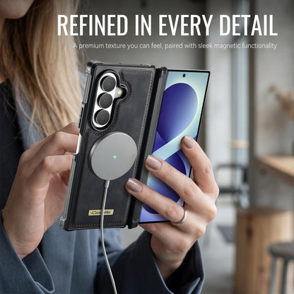 For Galaxy Z Fold8 Ultra 5G CaseMe C69 Series Magnetic Vegan Leather Back Phone Case - Black - SYA003453902A